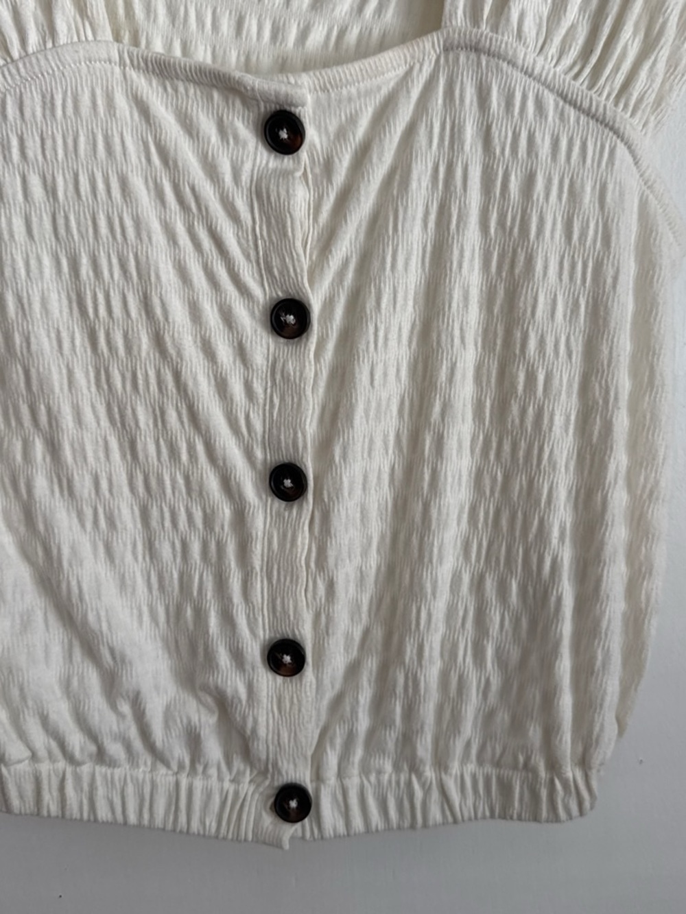Madewell Cream Textured Button-Front Tank Top - Picture 2 of 4